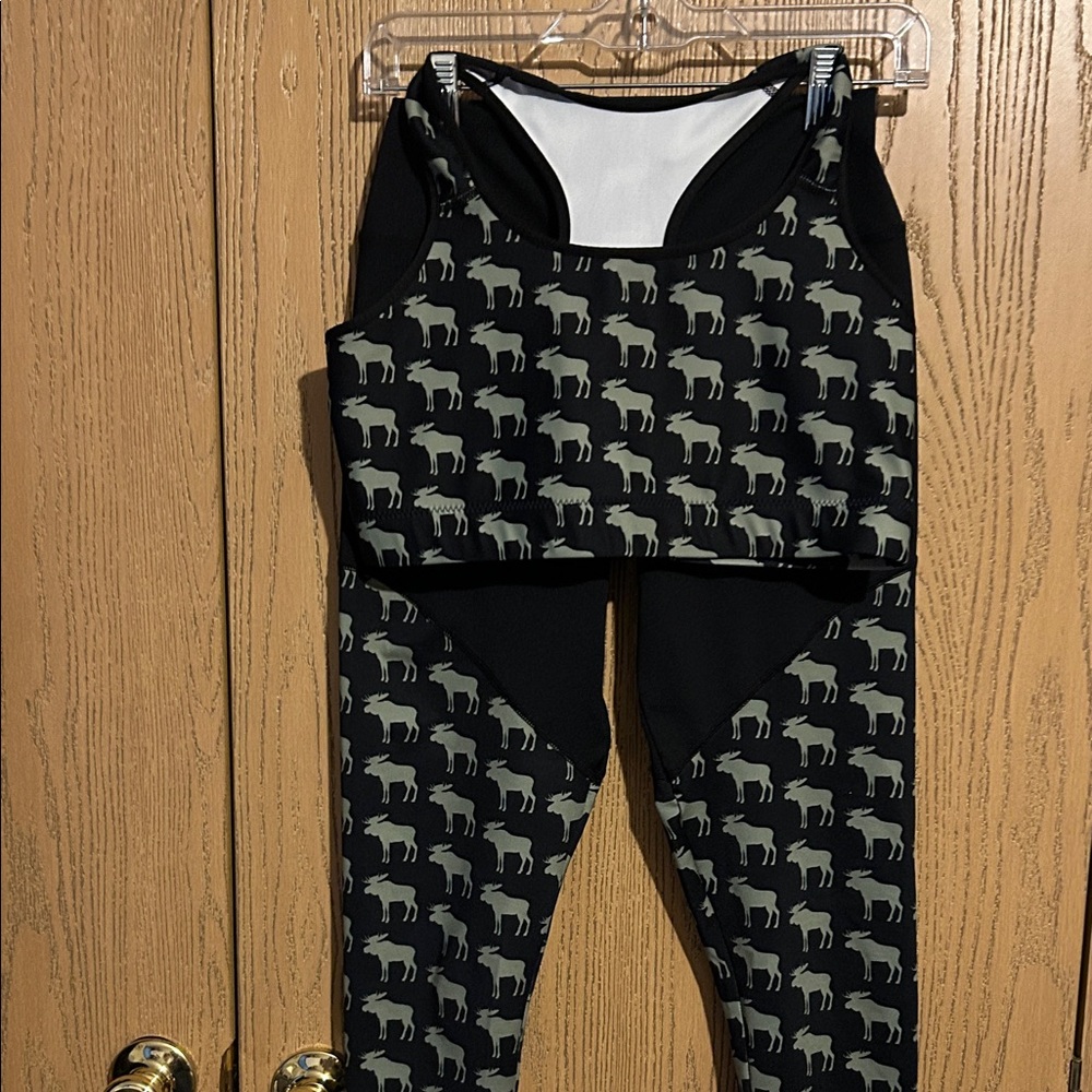 Rockstarlette Moose Print Black and Gray Leggings Set